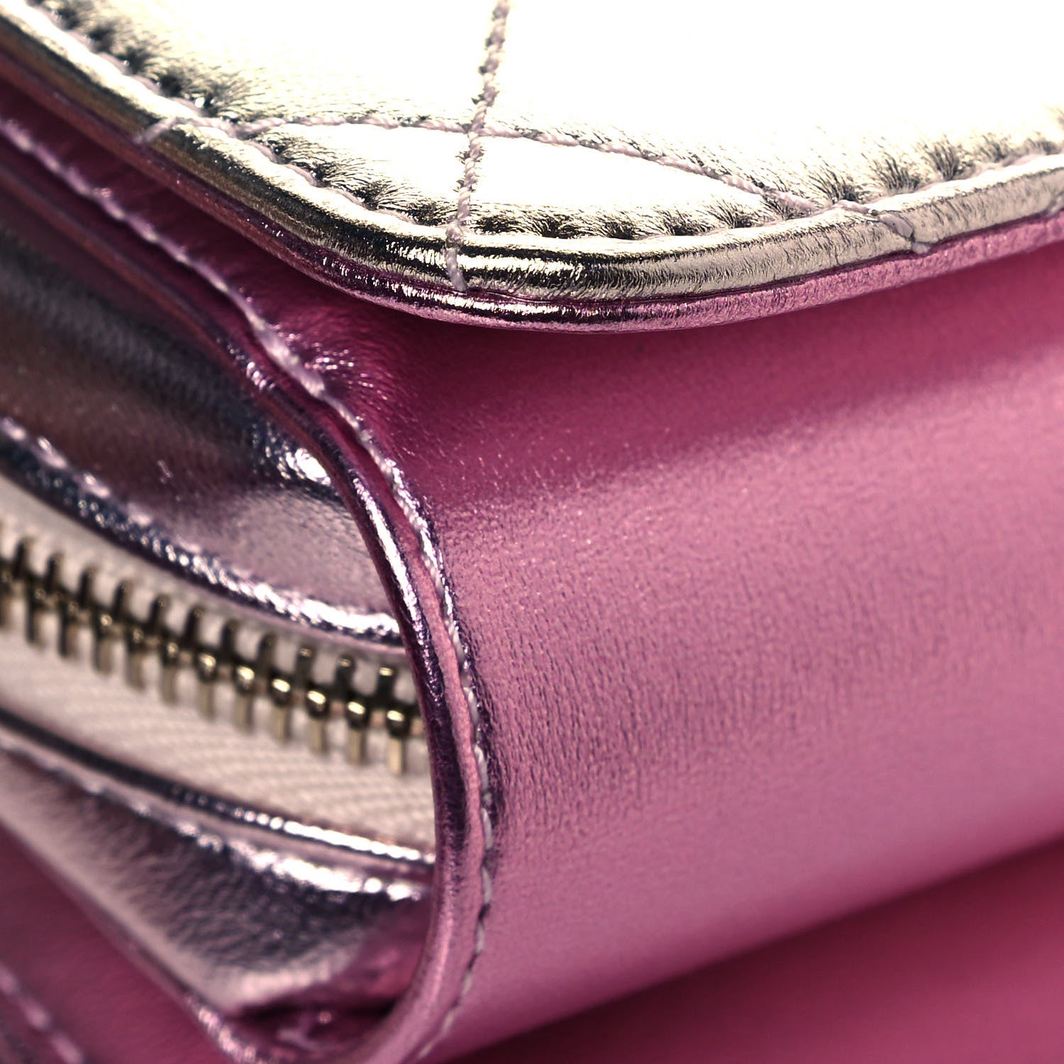 Chanel Metallic Lambskin Like A Wallet Flap Golden Pink 11 of 13