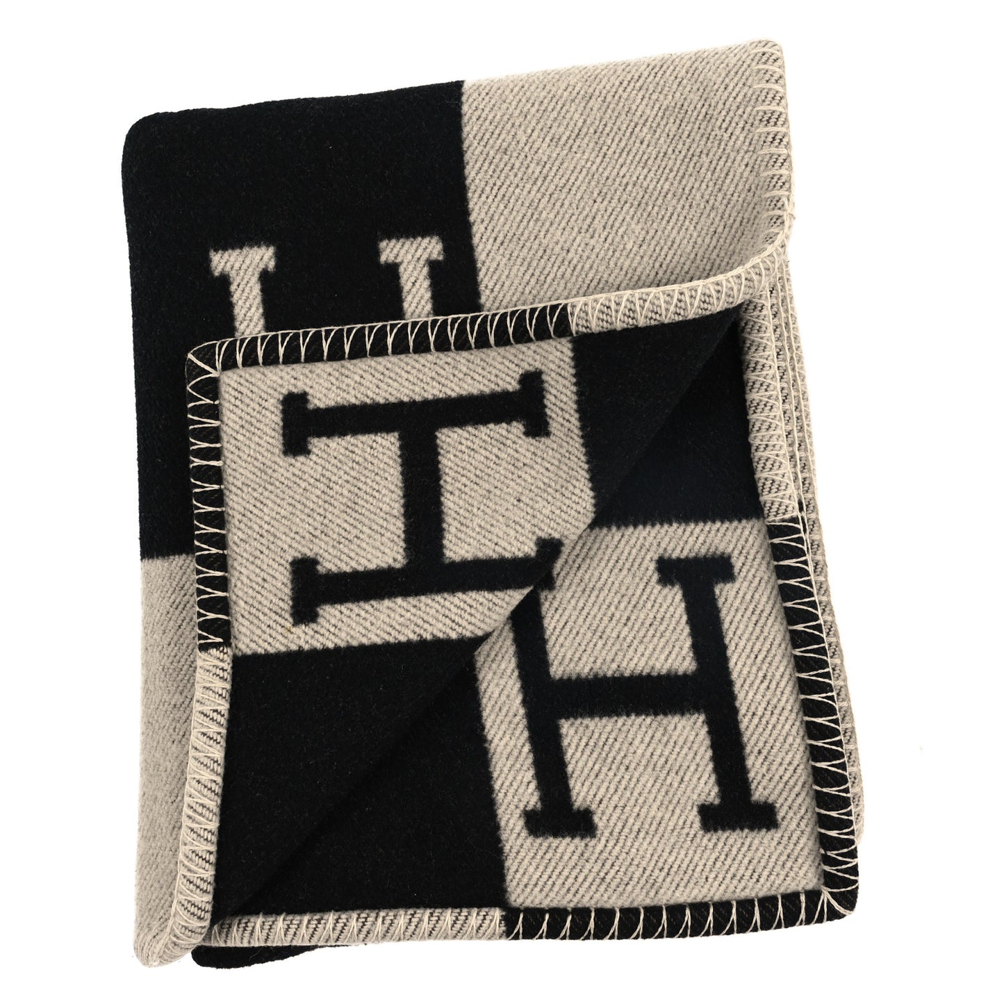 Wool Cashmere New Classic Avalon Blanket Ecru Gris Fonce