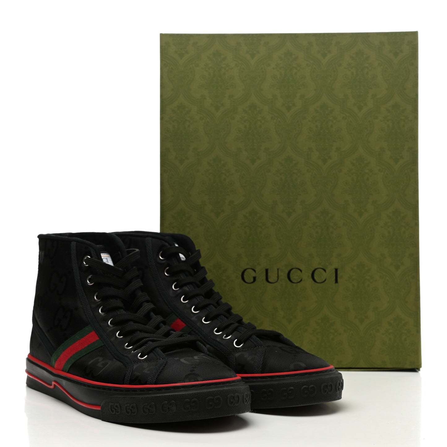 Econyl Nylon Web Monogram Off The Grid Mens 1977 Tennis High Top Sneakers 11.5 Black