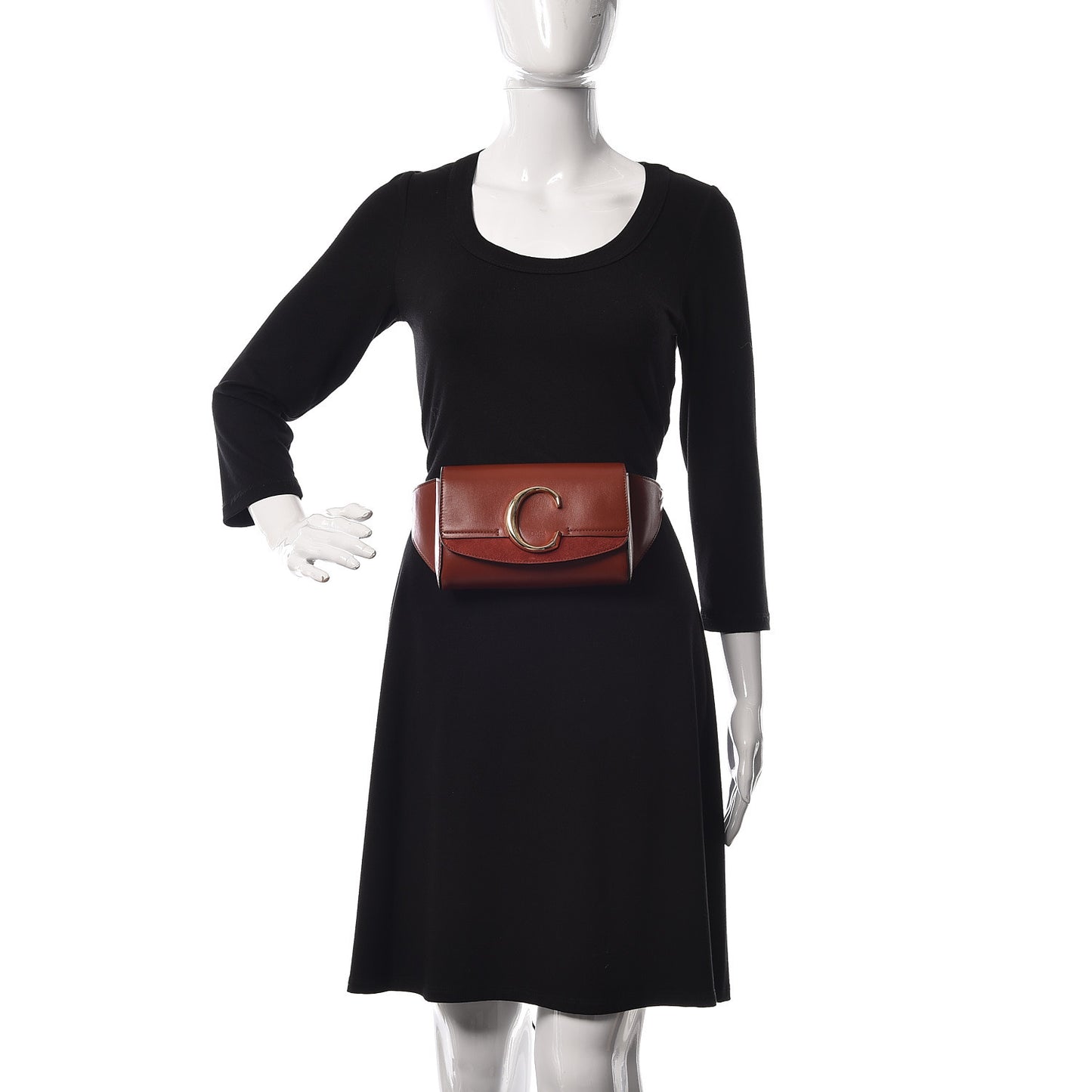 Calfskin Suede C Belt Bag Sepia Brown