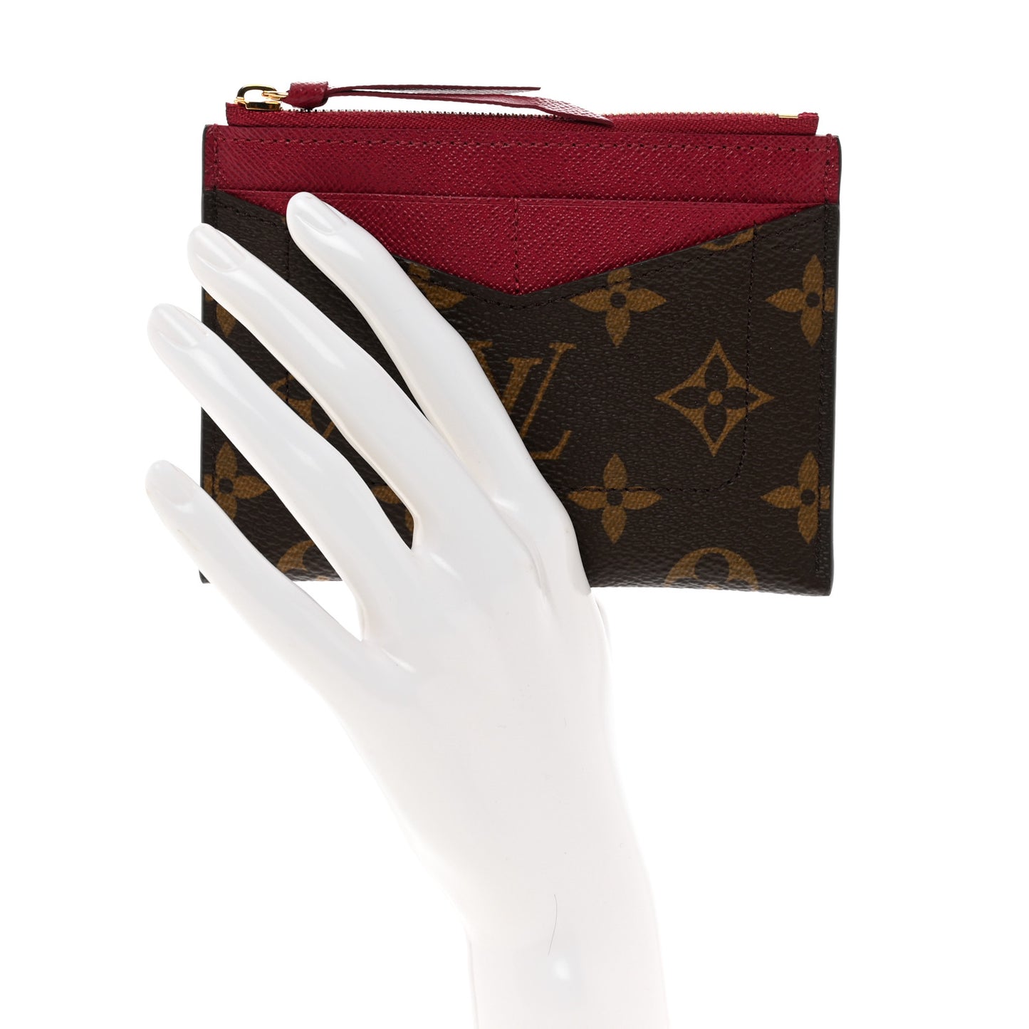 Monogram Zipped Card Holder Fuchsia