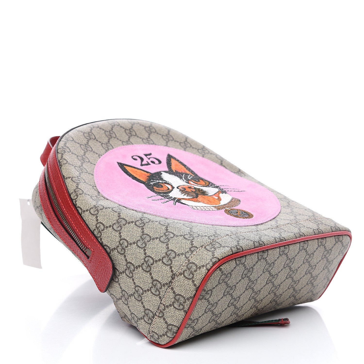 Gucci GG Supreme Monogram Web Bosco Patch Dome Backpack Beige Malva Hibiscus Red 3 of 9