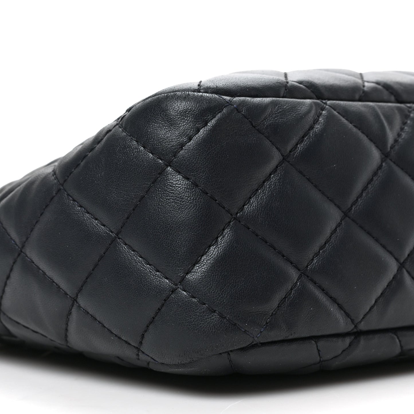 Lambskin Quilted Large Camera Case Navy Blue