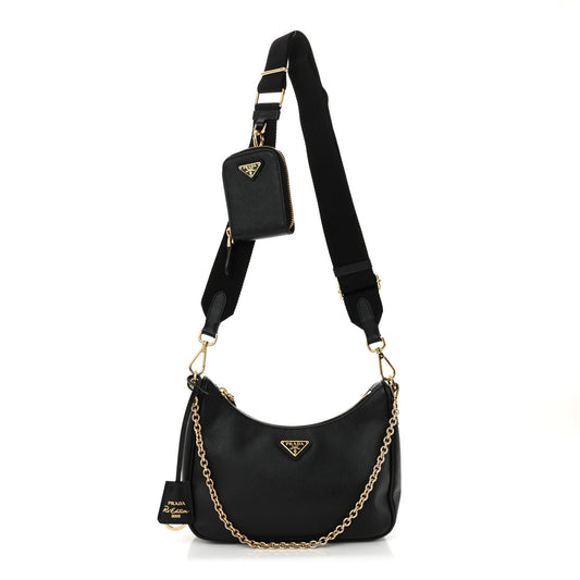 Saffiano Lux Re-Edition 2005 Shoulder Bag Black