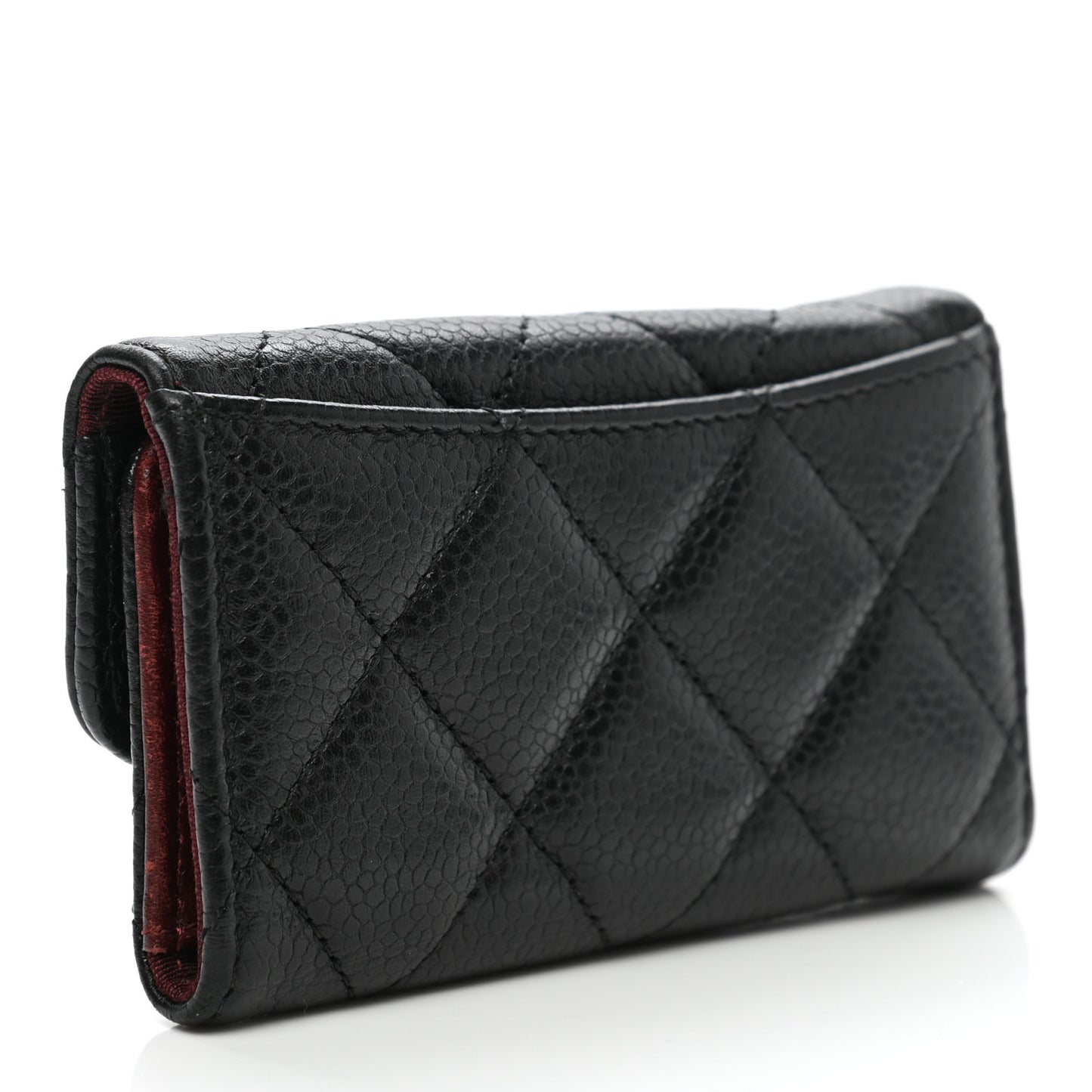 Caviar Quilted 6 Key Holder Black