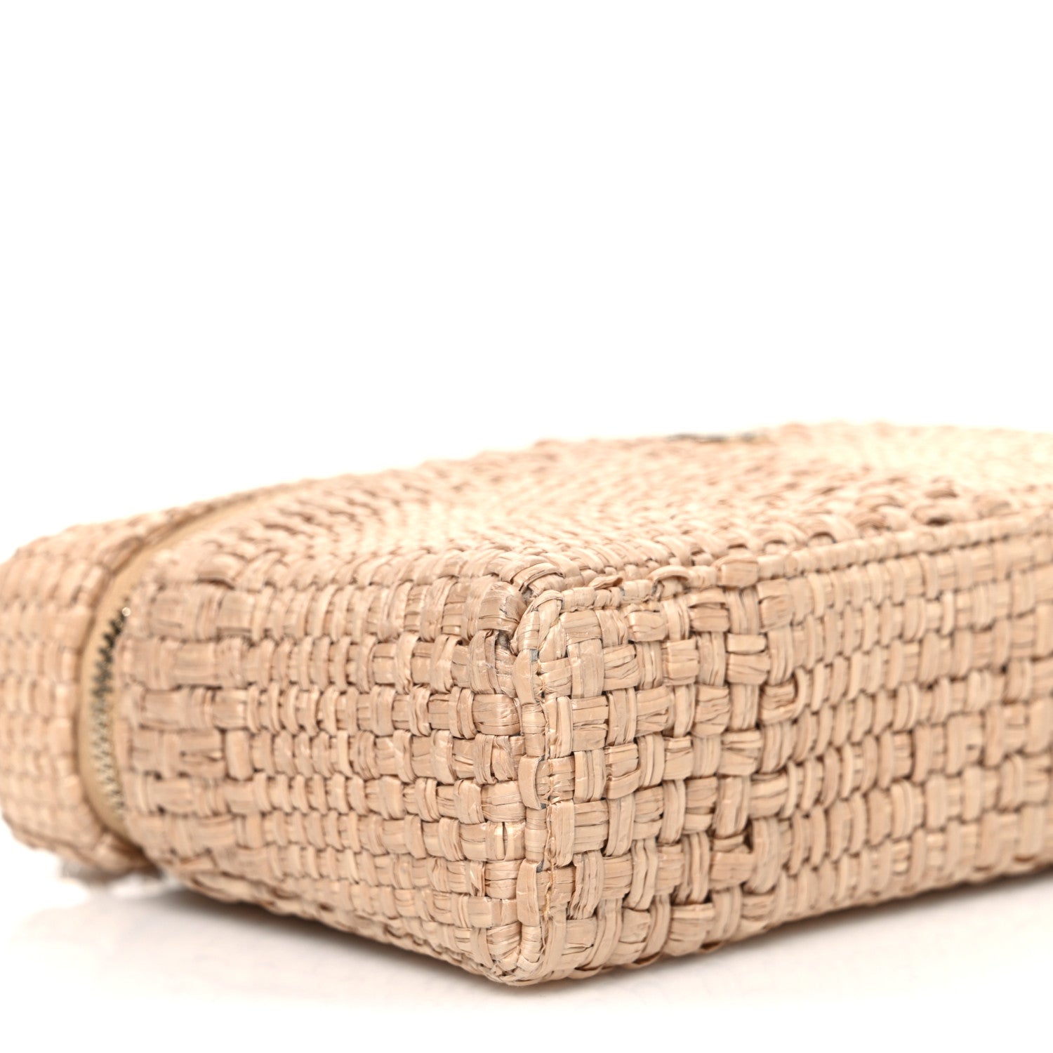 Chanel Braided Raffia Quilted Top Handle Slim Vanity Case With Chain Beige 8 of 10