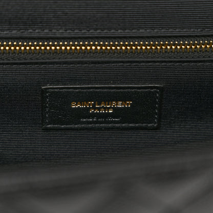 Saint Laurent Grain De Poudre Textured Mixed Matelasse Large Triquilt Monogram Satchel Black 7 of 11