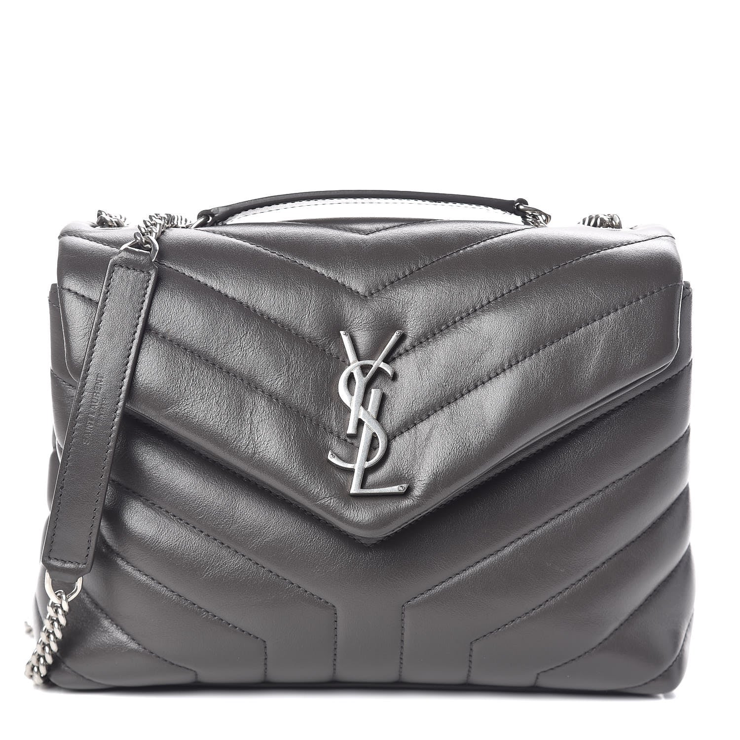 Saint Laurent Calfskin Y Quilted Monogram Small Loulou Chain Satchel Asphalt 1 of 10