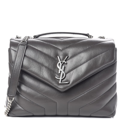 Saint Laurent Calfskin Y Quilted Monogram Small Loulou Chain Satchel Asphalt 1 of 10