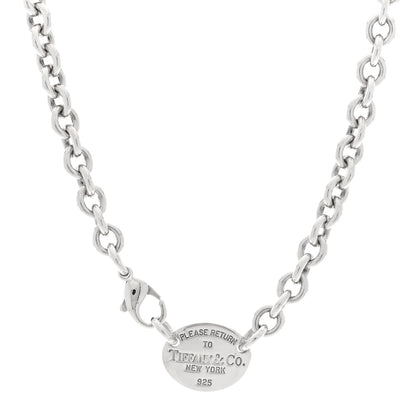 Tiffany Sterling Silver Return to Tiffany Oval Tag Choker Necklace 1 of 5