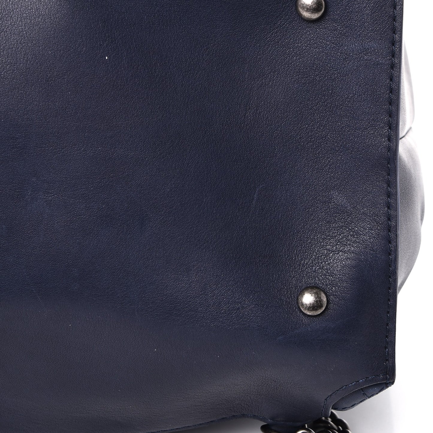 Calfskin Stitched Large Urban Luxury Drawstring Backpack Navy Blue