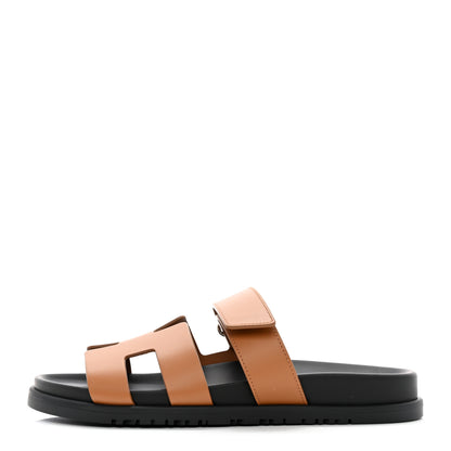 Hermes Calfskin Womens Chypre Sandals 38 Naturel 1 of 9