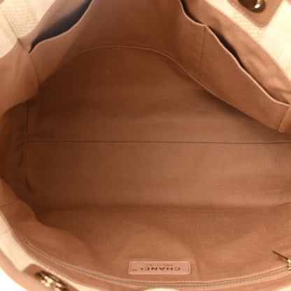 Chanel Mixed Fibers Calfskin Striped Small Deauville Tote Beige 5 of 10