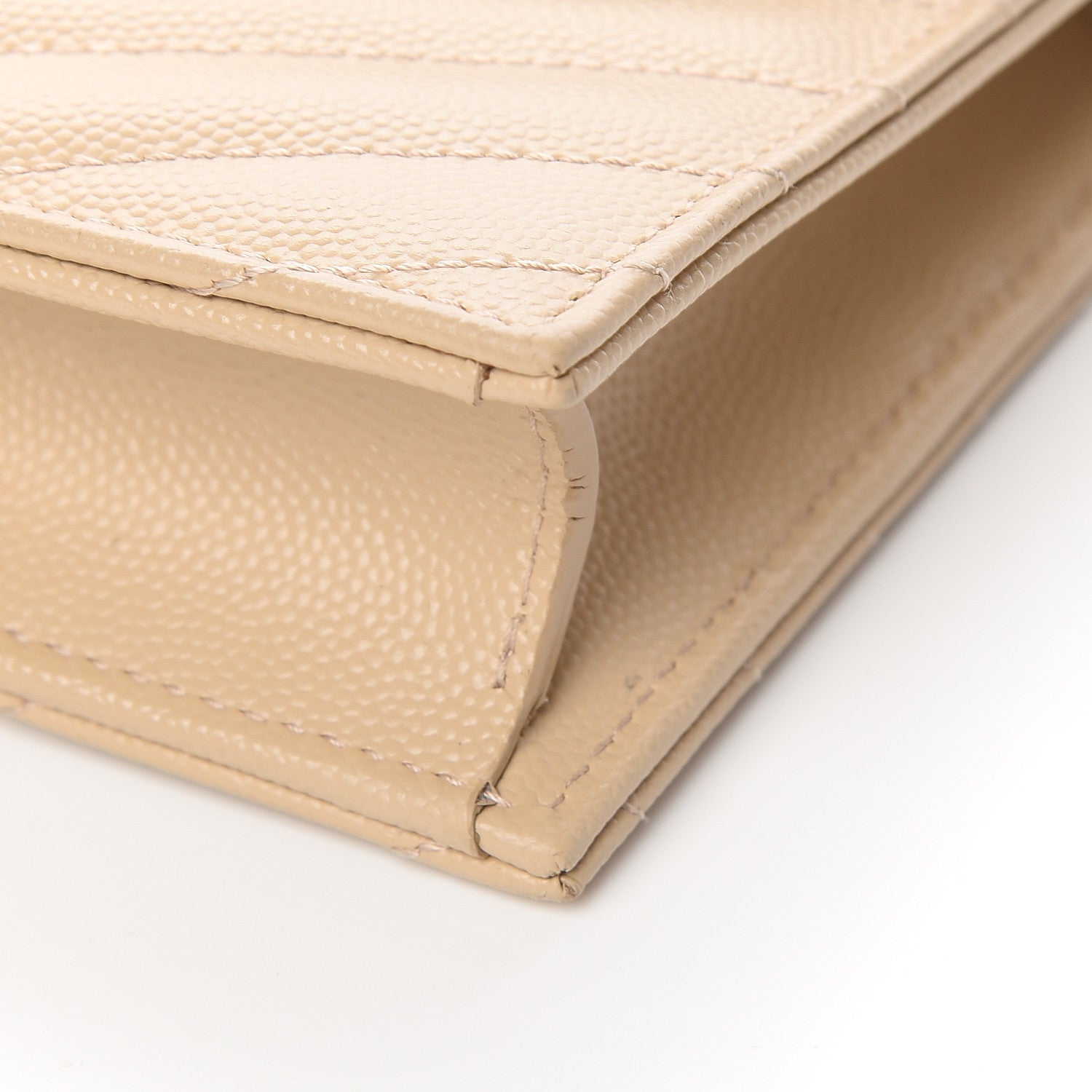 Saint Laurent Grain De Poudre Matelasse Chevron Monogram Envelope Chain Wallet Nude Powder 9 of 10