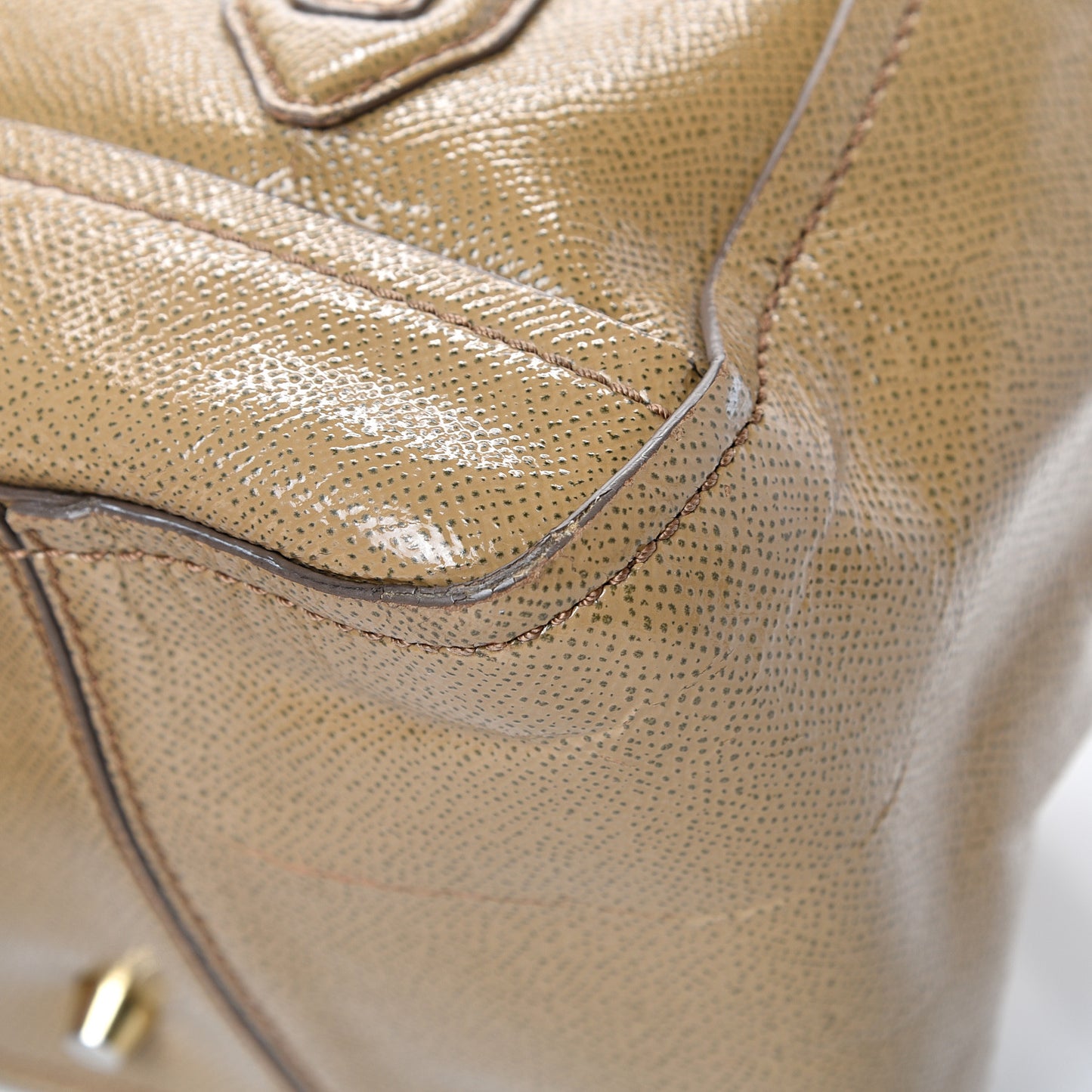 Patent London Grainy Calfskin Satchel Beige