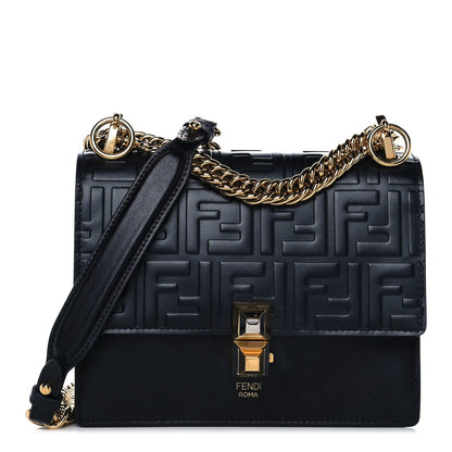 Fendi Vitello Liberty FF 1974 Embossed Small Kan I Shoulder Bag Black 1 of 12