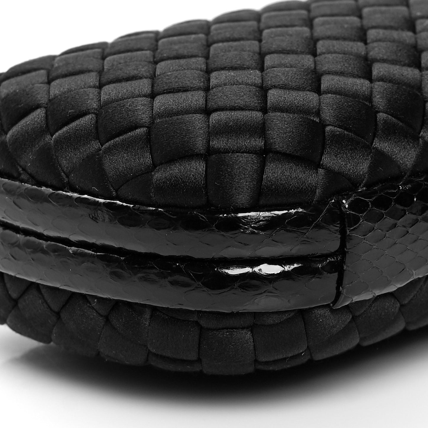 Satin Ayers Intrecciato Chain Knot Clutch Black