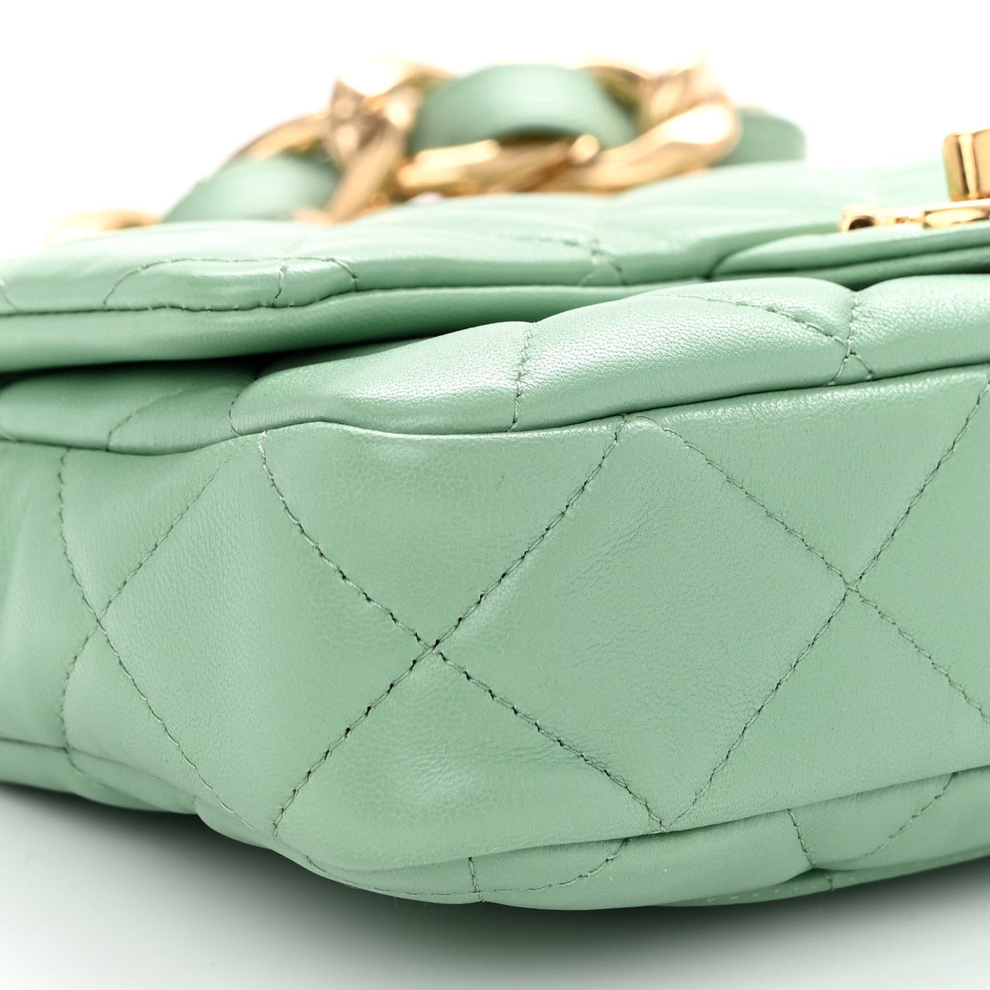 Lambskin Quilted Small Funky Town Flap Light Green