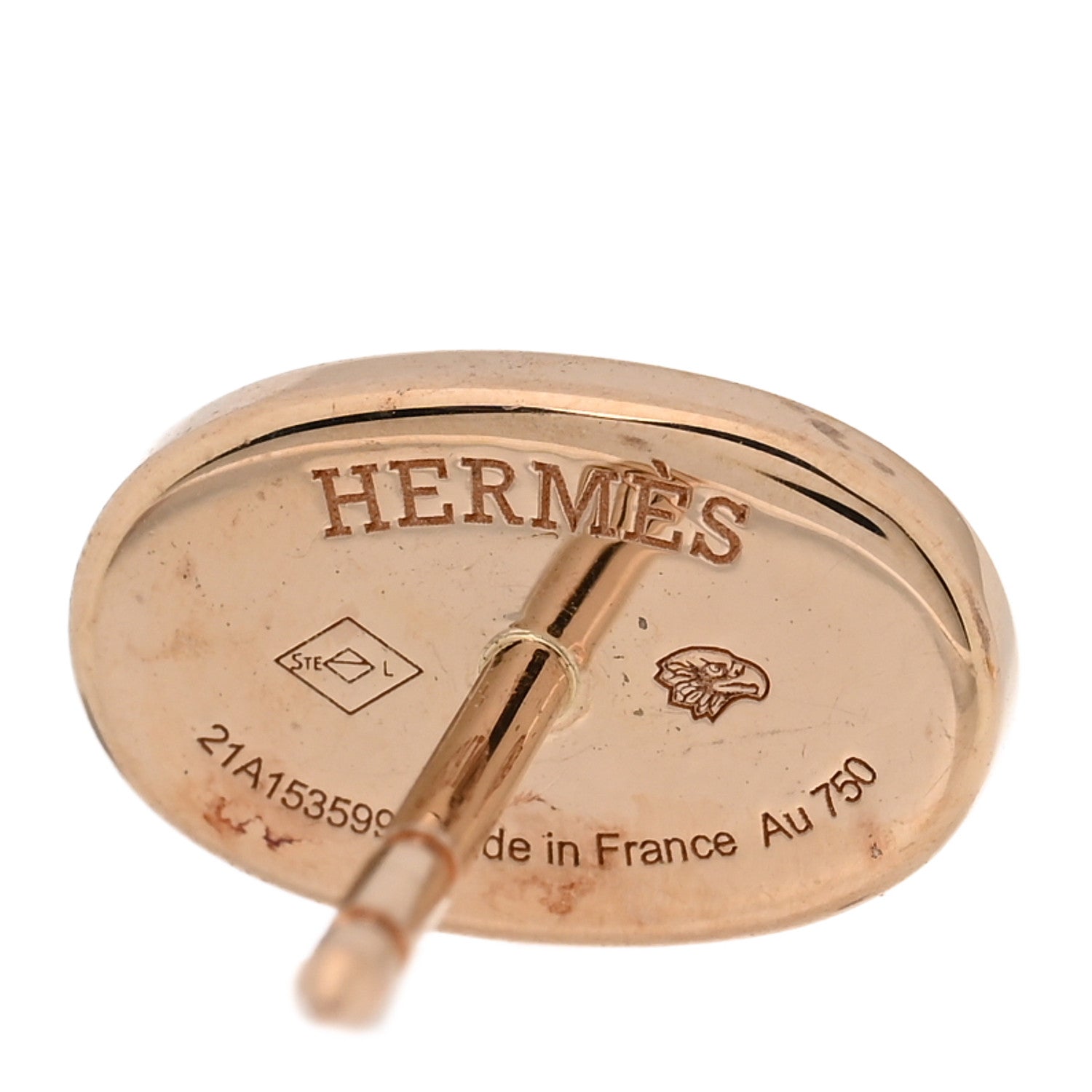 Hermes 18K Rose Gold Diamond Chaine d'Ancre Contour Stud Earrings 4 of 5