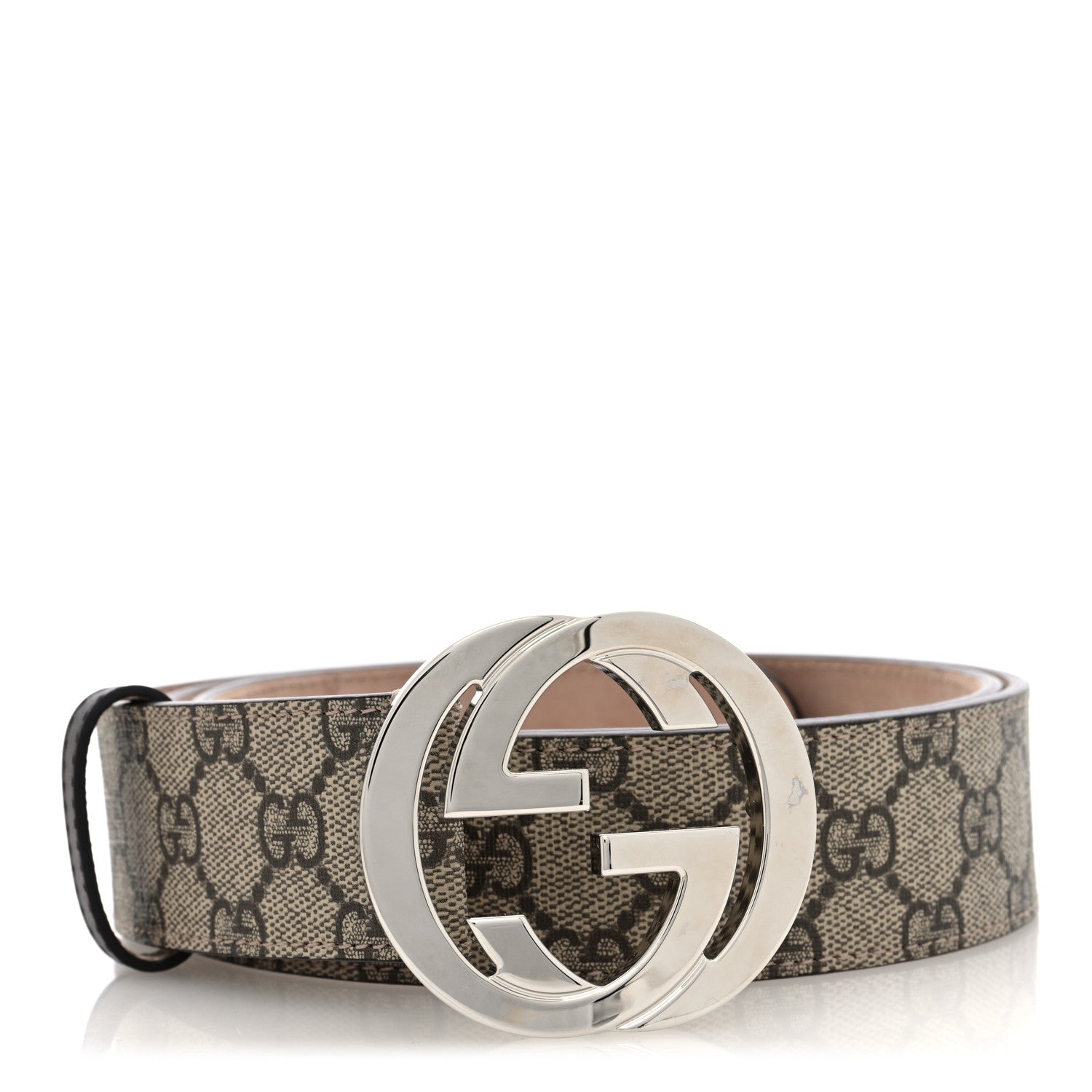 Gucci GG Supreme Monogram Selleria Calfskin Interlocking G 40mm Belt 110 44 Beige Ebony Cocoa 1 of 4