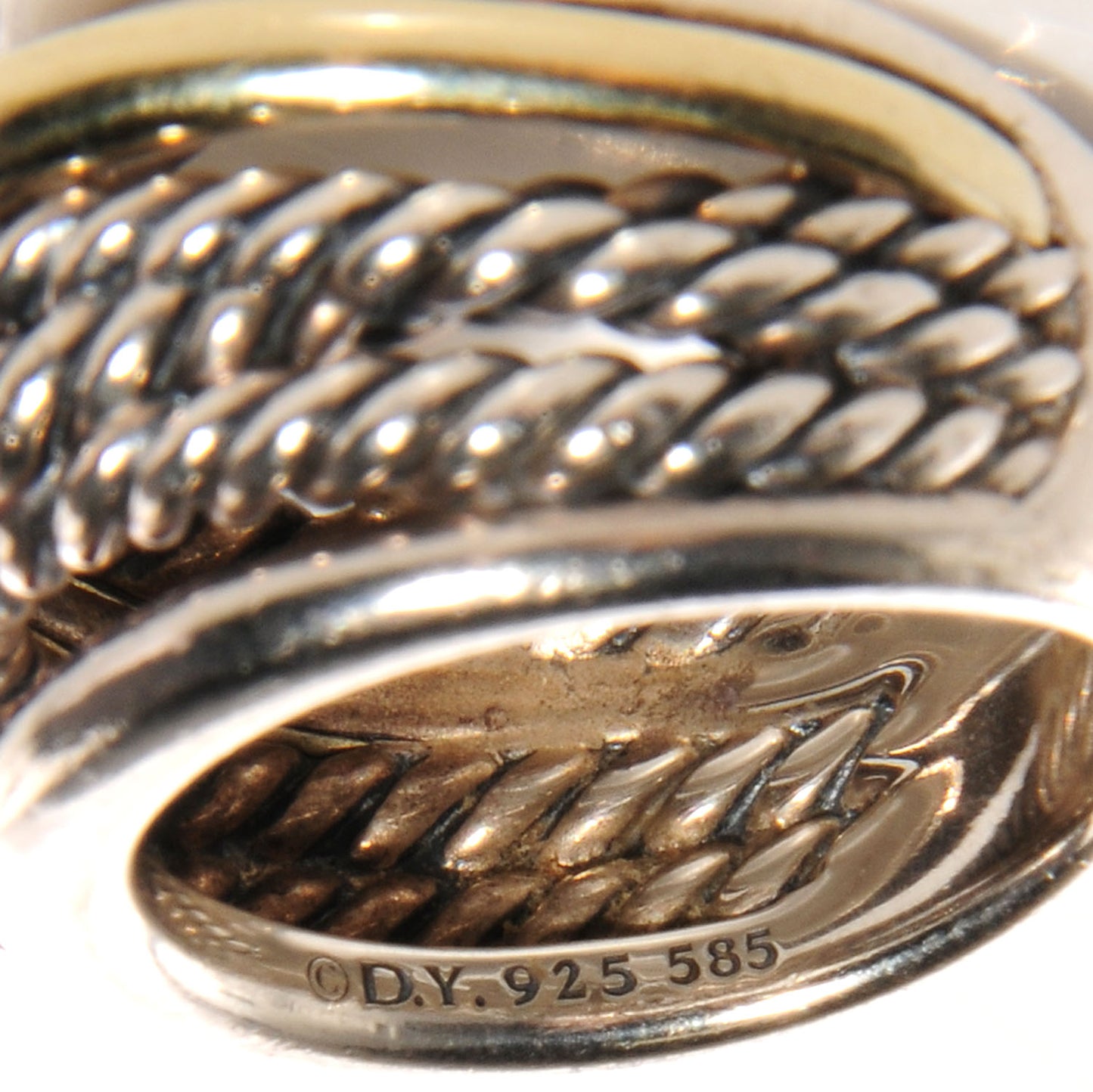Sterling Silver 14k Gold Narrow Crossover Ring 6
