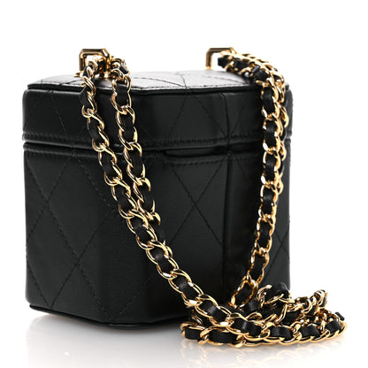 Chanel Lambskin Quilted Vanity Clutch With Chain Black 3 of 14