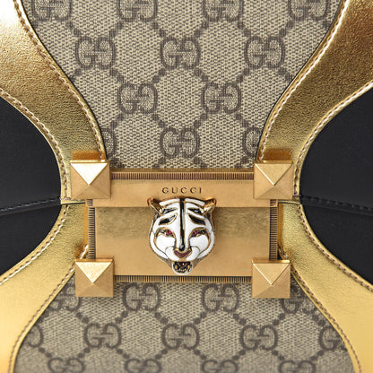 Gucci GG Supreme Monogram Small Osiride Top Handle Bag Black Gold 9 of 11