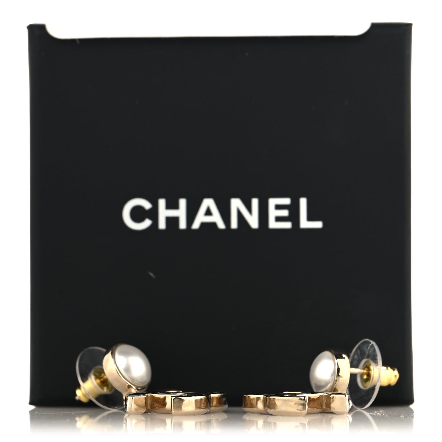 Pearl Enamel CC Drop Earrings Black