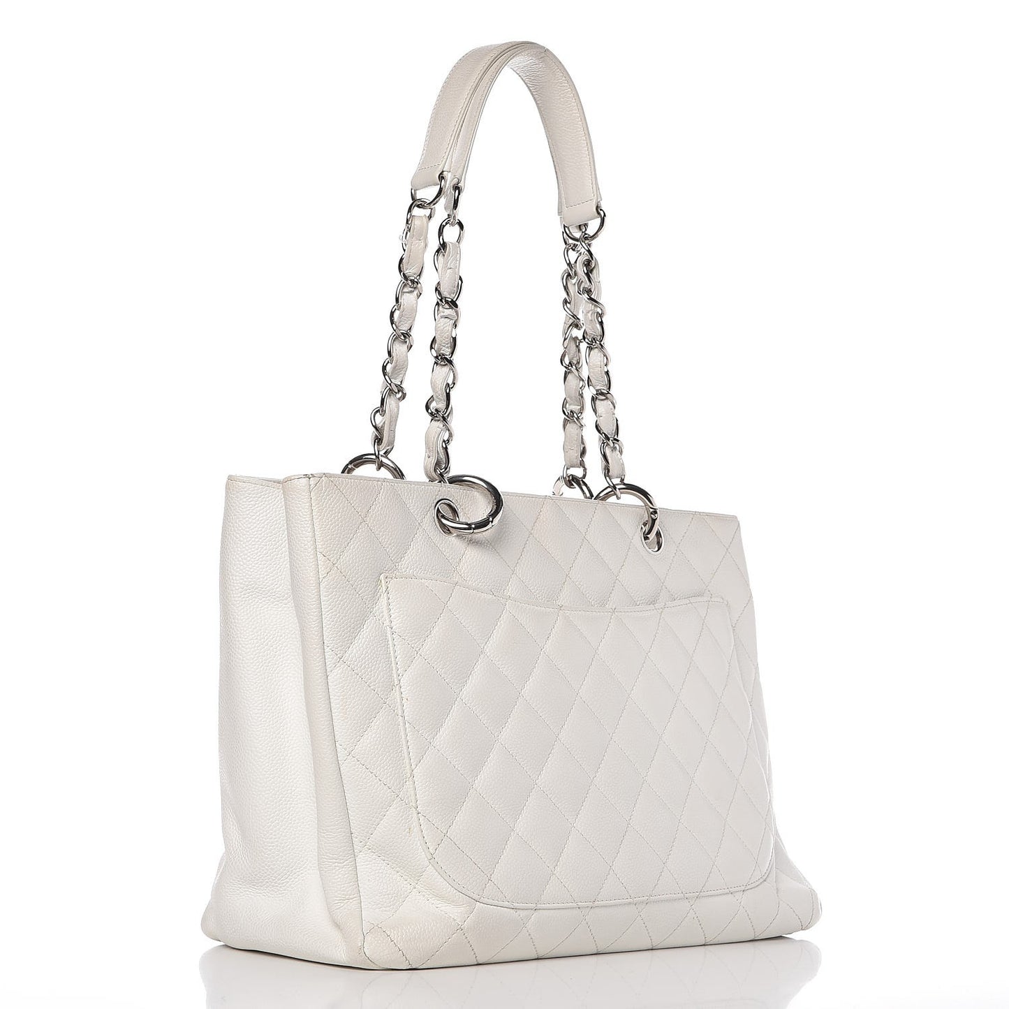 Caviar Quilted Grand Shopping Tote GST White