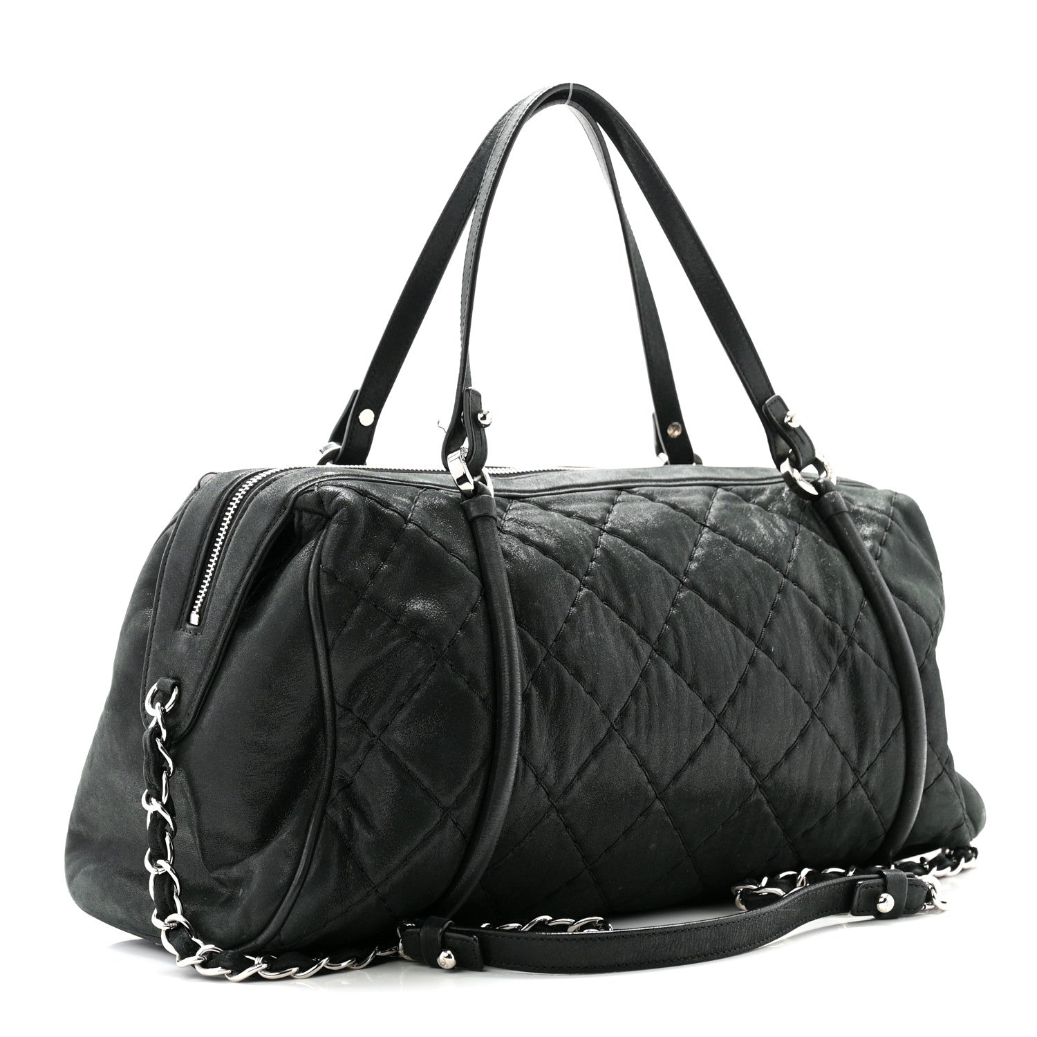 Chanel Iridescent Calfskin Quilted Relax CC Bowler Bag Black 3 of 12