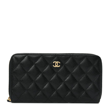 Chanel Caviar Quilted Large Gusset Zip Around Wallet Black 1 of 12