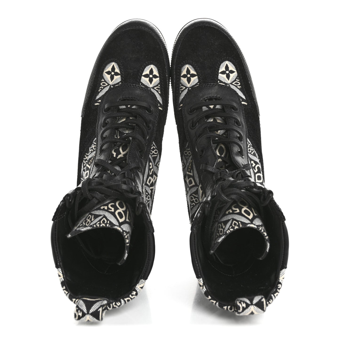 Suede Calfskin Jacquard Since 1854 Laureate Platform Desert Boots 37.5 Black