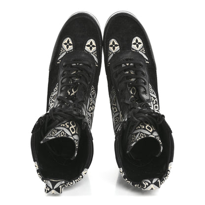 Louis Vuitton Suede Calfskin Jacquard Since 1854 Laureate Platform Desert Boots 37.5 Black 2 of 10
