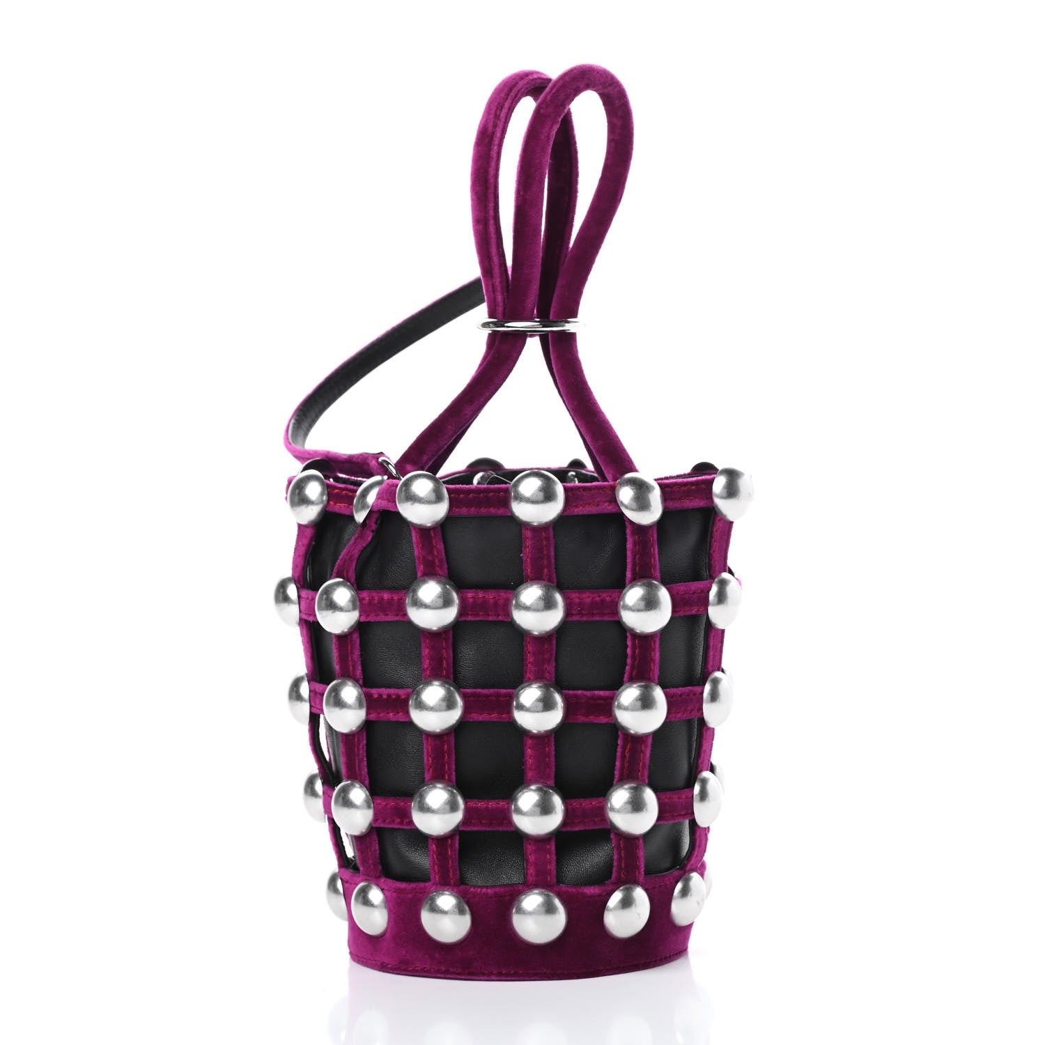 Alexander Wang Velvet Embellished Mini Roxy Bucket Bag Magenta 3 of 13