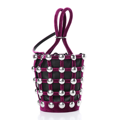Alexander Wang Velvet Embellished Mini Roxy Bucket Bag Magenta 3 of 13