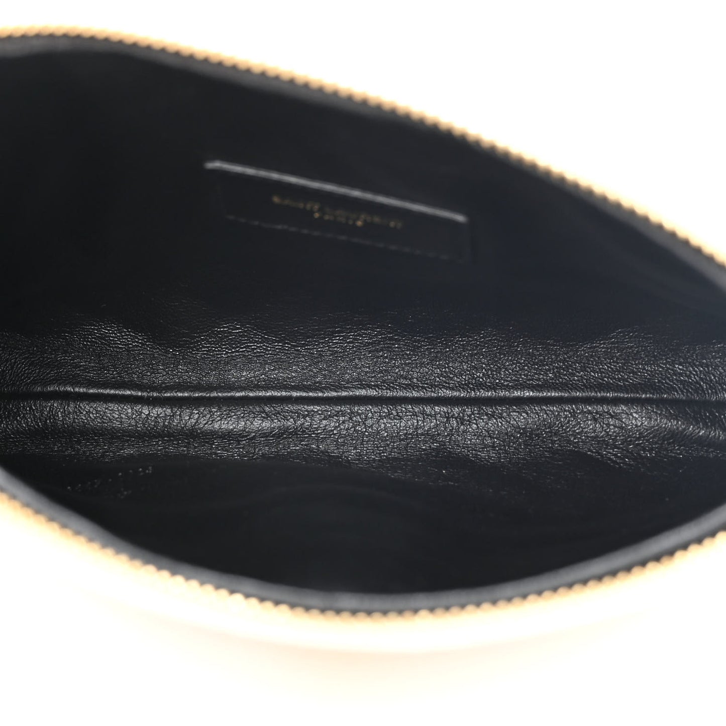 Lambskin Quilted Gaby Zipped Pouch Crema Soft