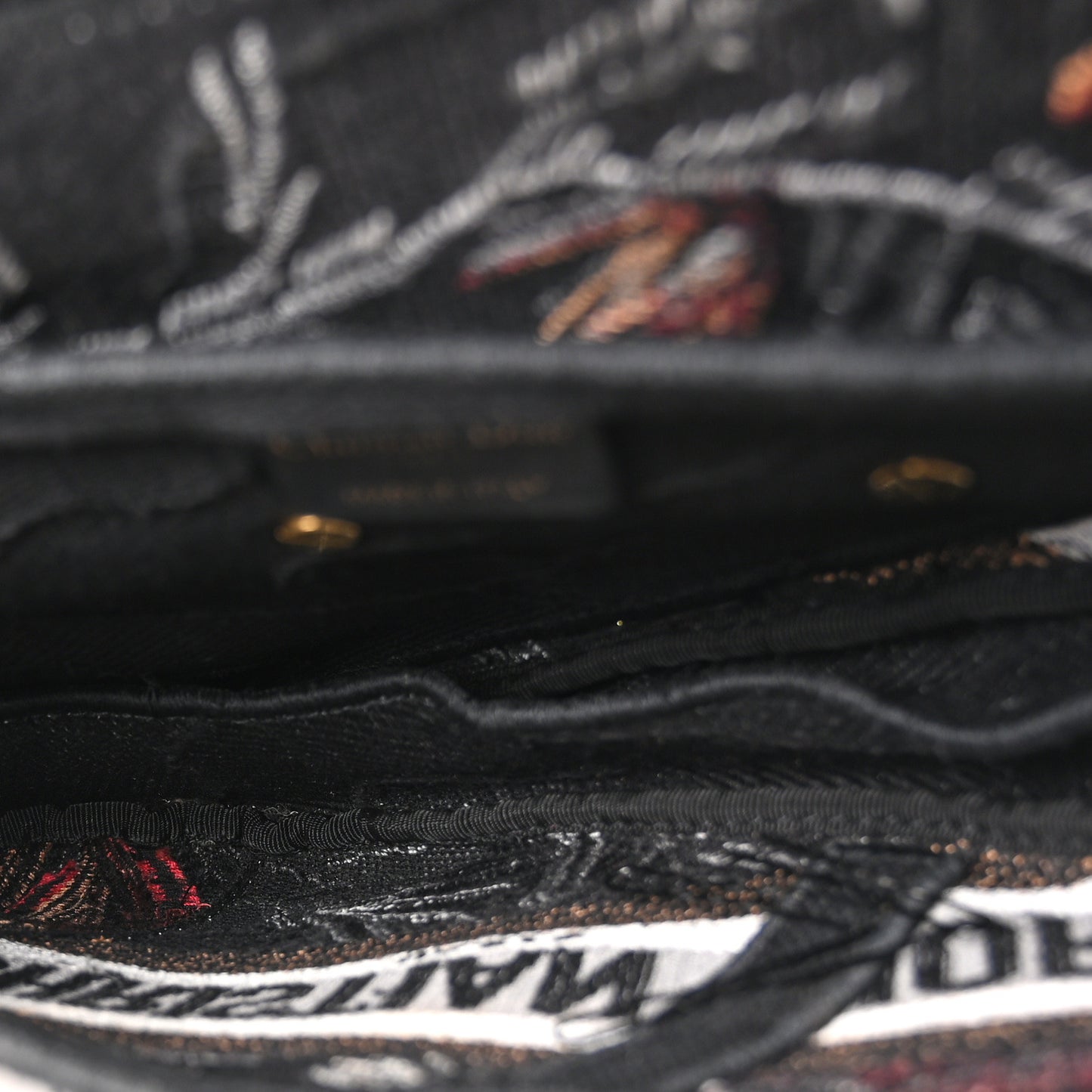 Canvas Embroidered Camouflage Flowers Saddle Bag Black Multicolor
