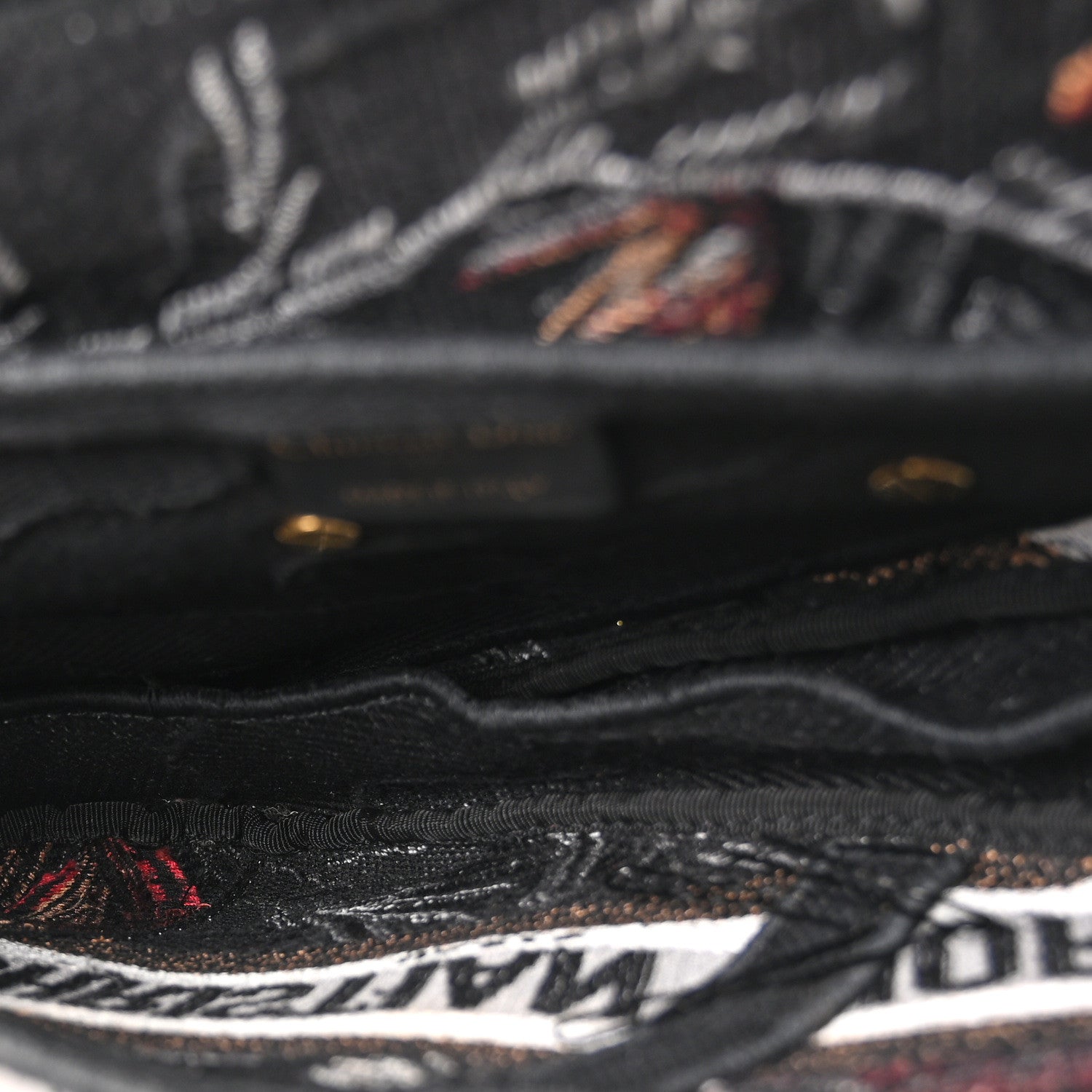 Christian Dior Canvas Embroidered Camouflage Flowers Saddle Bag Black Multicolor 5 of 10