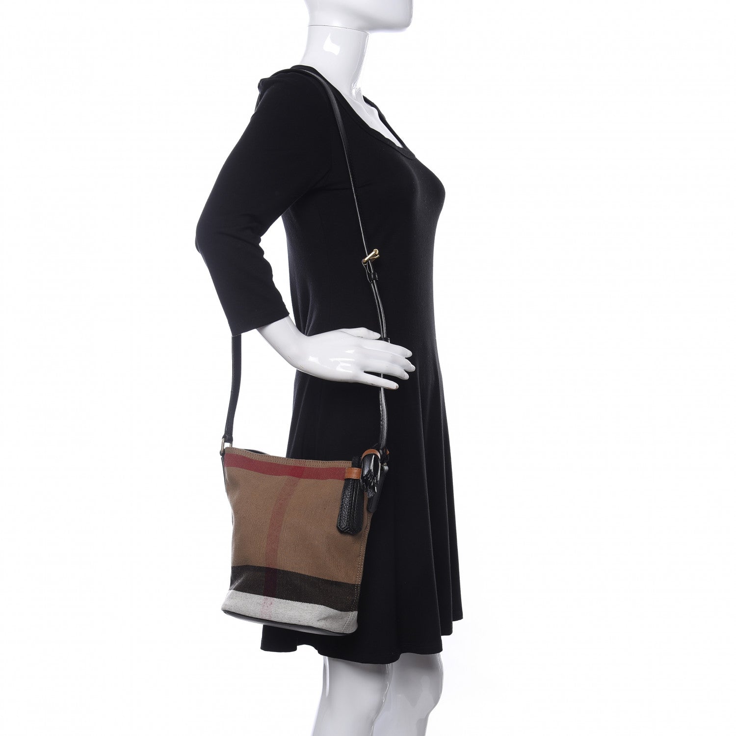 Burberry Canvas Mega Check Mini Ashby Tassel Crossbody Black 2 of 10