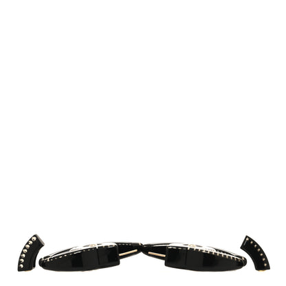 Chanel Metal Resin Crystal Pearl CC Hoop Earrings Gold Black 3 of 4