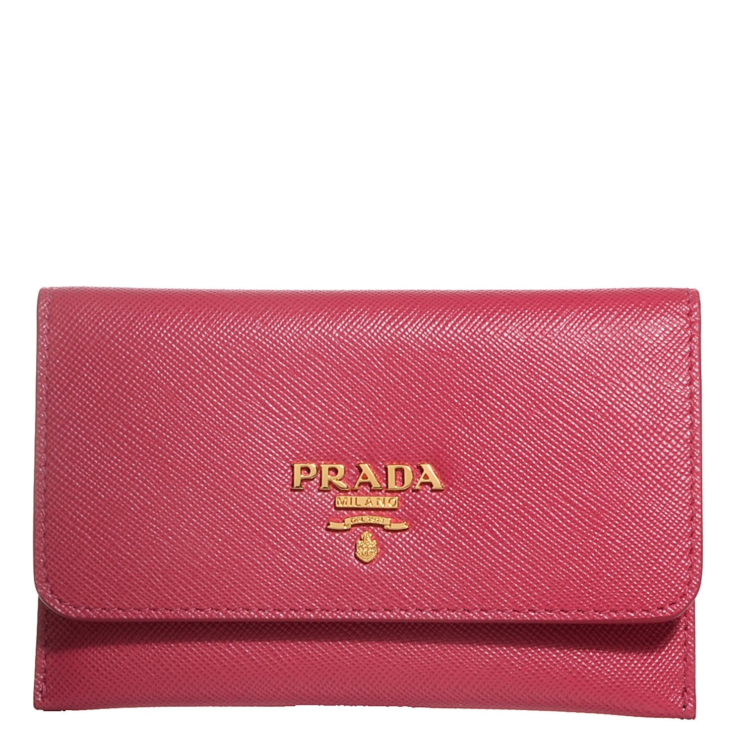 Prada Saffiano Metal Flap Card Holder Ibisco 1 of 8