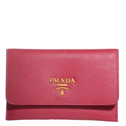 Prada Saffiano Metal Flap Card Holder Ibisco 1 of 8