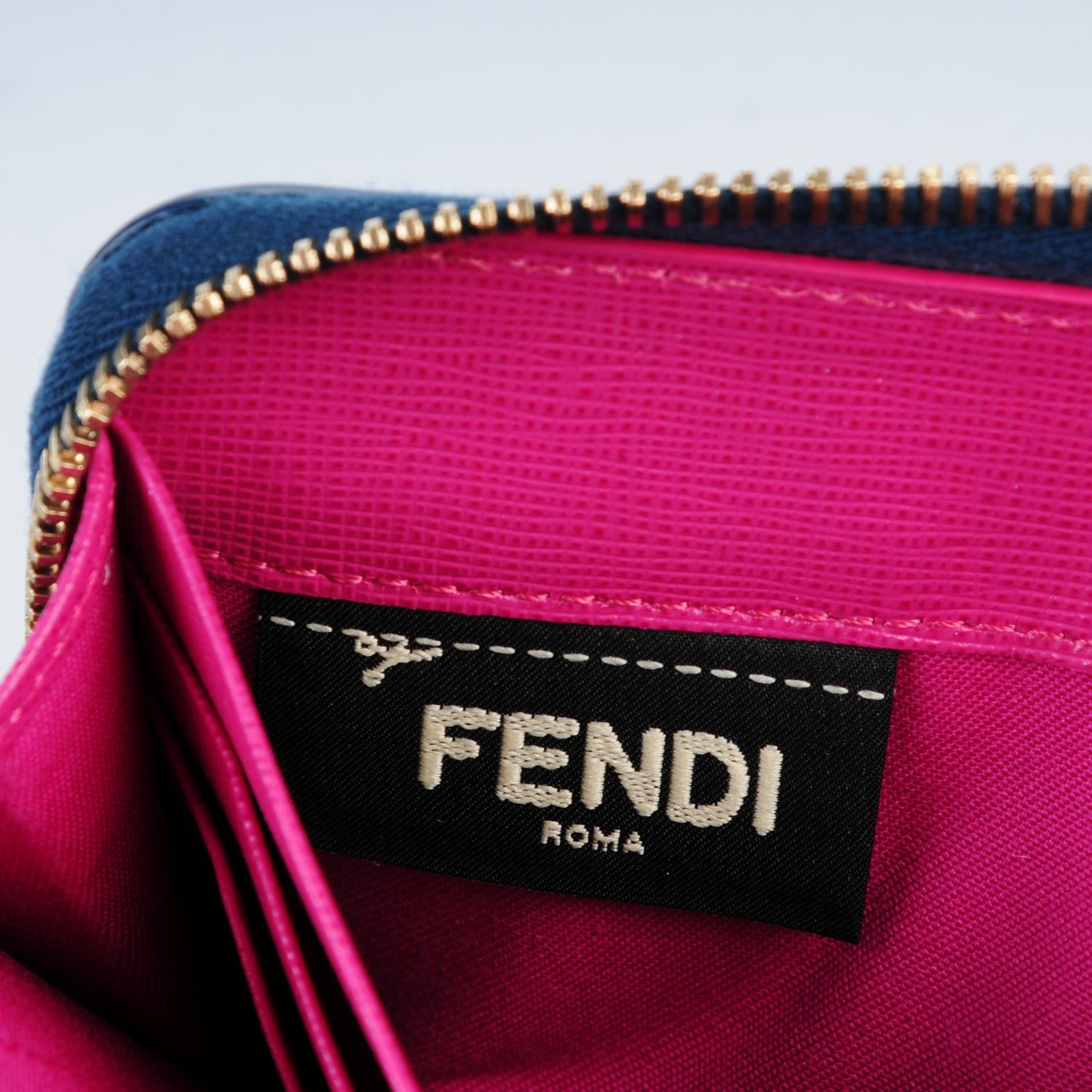 Vitello Elite Fendi Roma Simply Zip Around Wallet Cobalt Multicolor