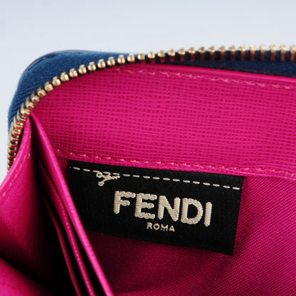 Fendi Vitello Elite Fendi Roma Simply Zip Around Wallet Cobalt Multicolor 7 of 8