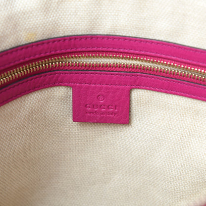 Gucci Pebbled Calfskin Small Soho Top Handle Bag Bright Bougainvillea 7 of 14