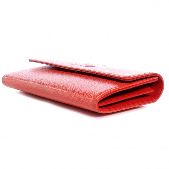 Chanel Caviar CC Long Flap Wallet Coral 4 of 9