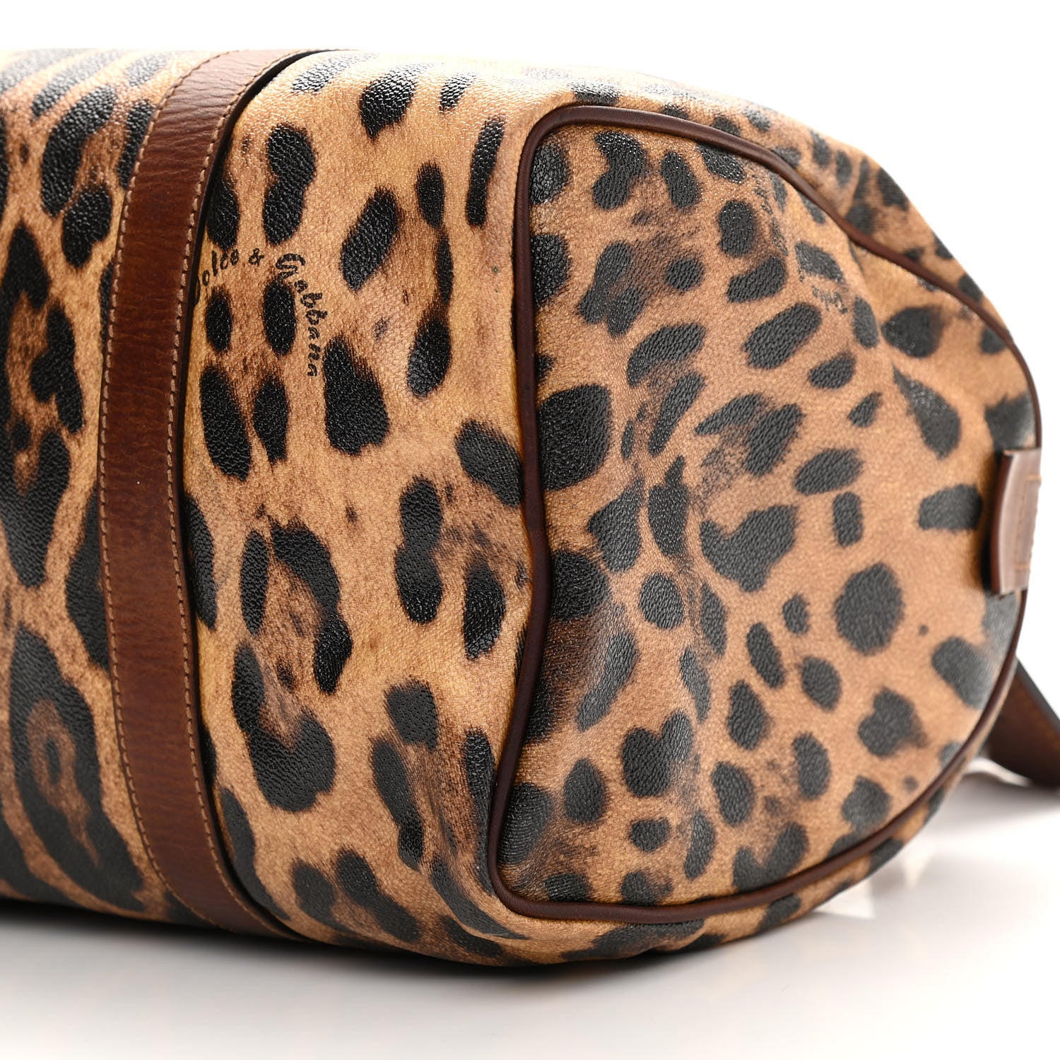Dolce & Gabbana Coated Canvas Leopard Print Boston Bag 6 of 15