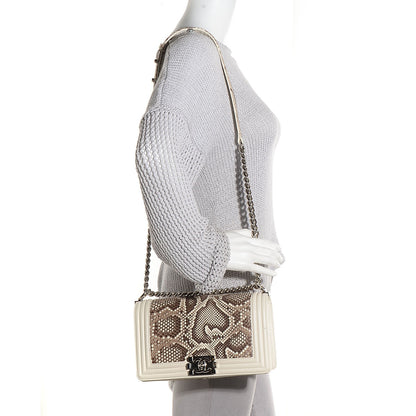 Chanel Python Calfskin Medium Boy Flap White 2 of 9