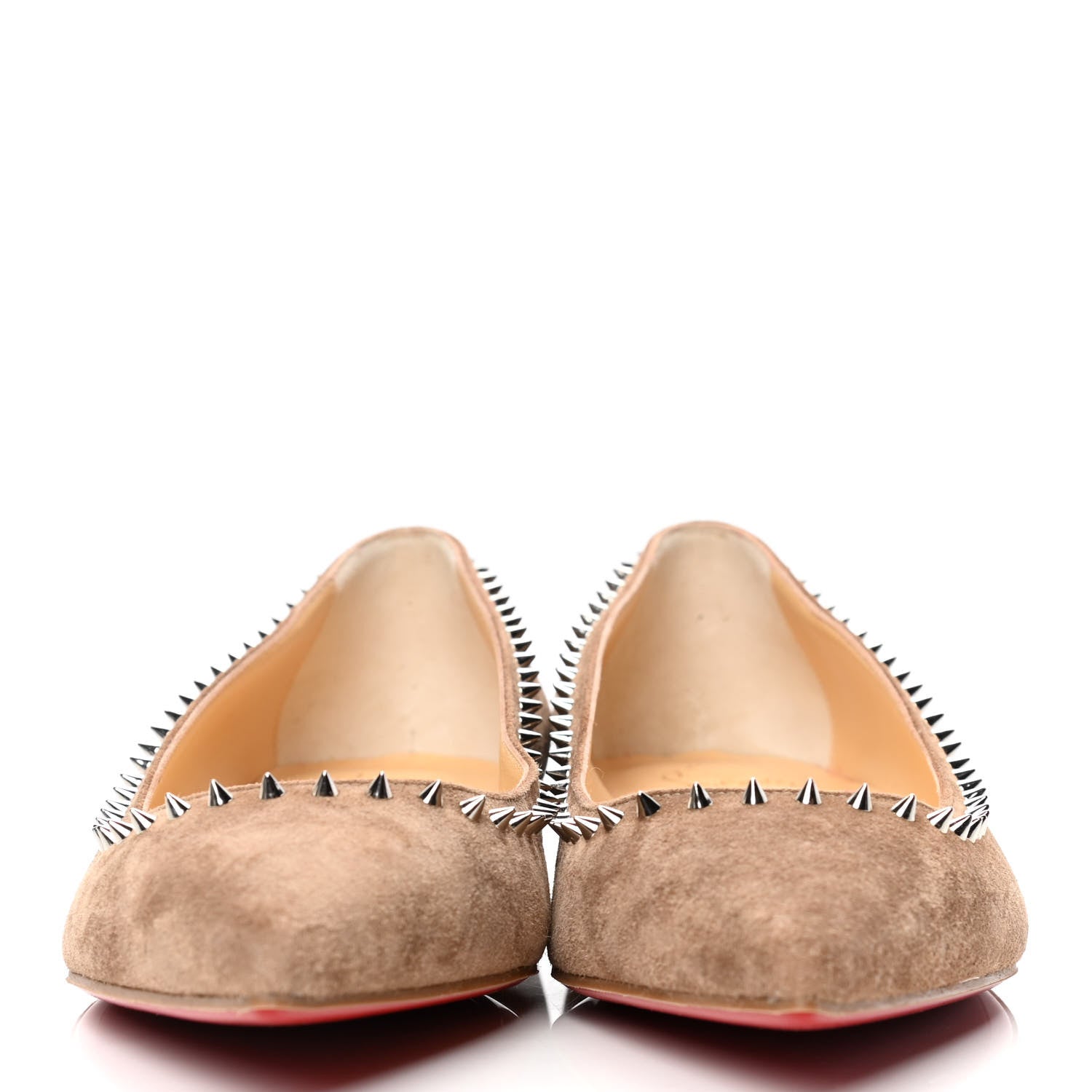 Christian Louboutin Veau Velours Anjalina Flats 38.5 Fennec 2 of 4