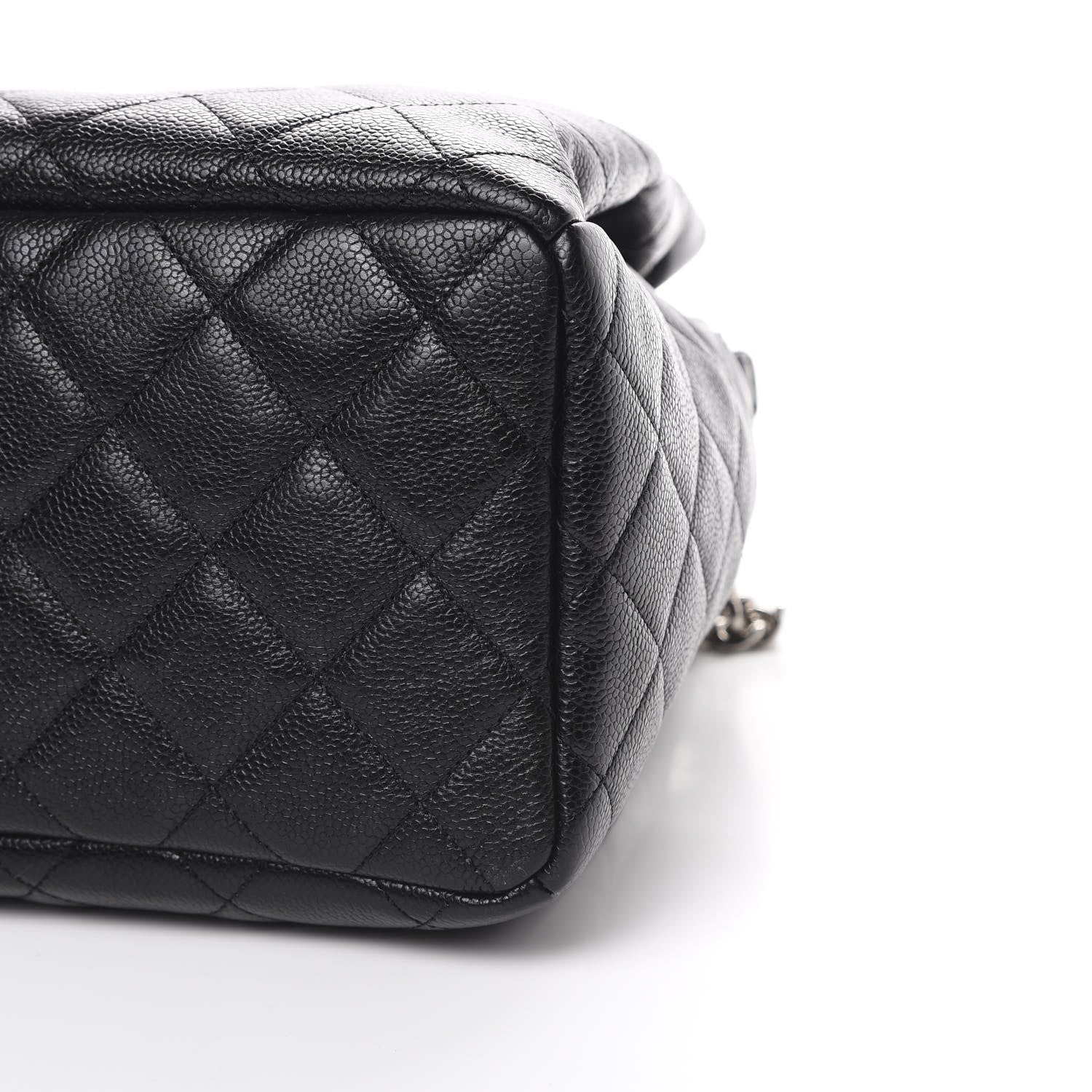 Chanel Grained Calfskin Quilted CC Chain Bucket Drawstring Bag Black 9 of 9